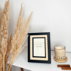 Small Black Rattan Photo Frame / Handwoven Rattan / Matte Black Chunky Modern Frame/ Photo Frame / Picture Frame / Rattan Decor / Wall Decor