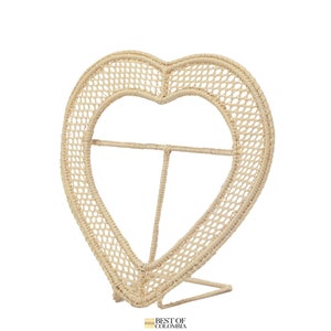 Iraca Raffia Heart Frame – Handwoven Boho Wall Decor, Natural Straw Photo Frame, Romantic Handmade Gift, Tropical Wall Accent