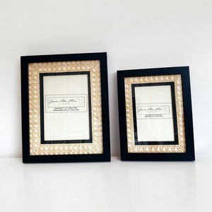 Black Rattan Photo Frame / Handwoven Rattan / Matte Black Chunky Modern Frame / Photo Frame / Picture Frame / Rattan Decor / Wall Decor