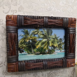 Wicker rattan photo frame. Wicker vintage photo frame. Picture frame. Frame. Wicker Picture Frame, Home wall decor. Present. Vintage frames.